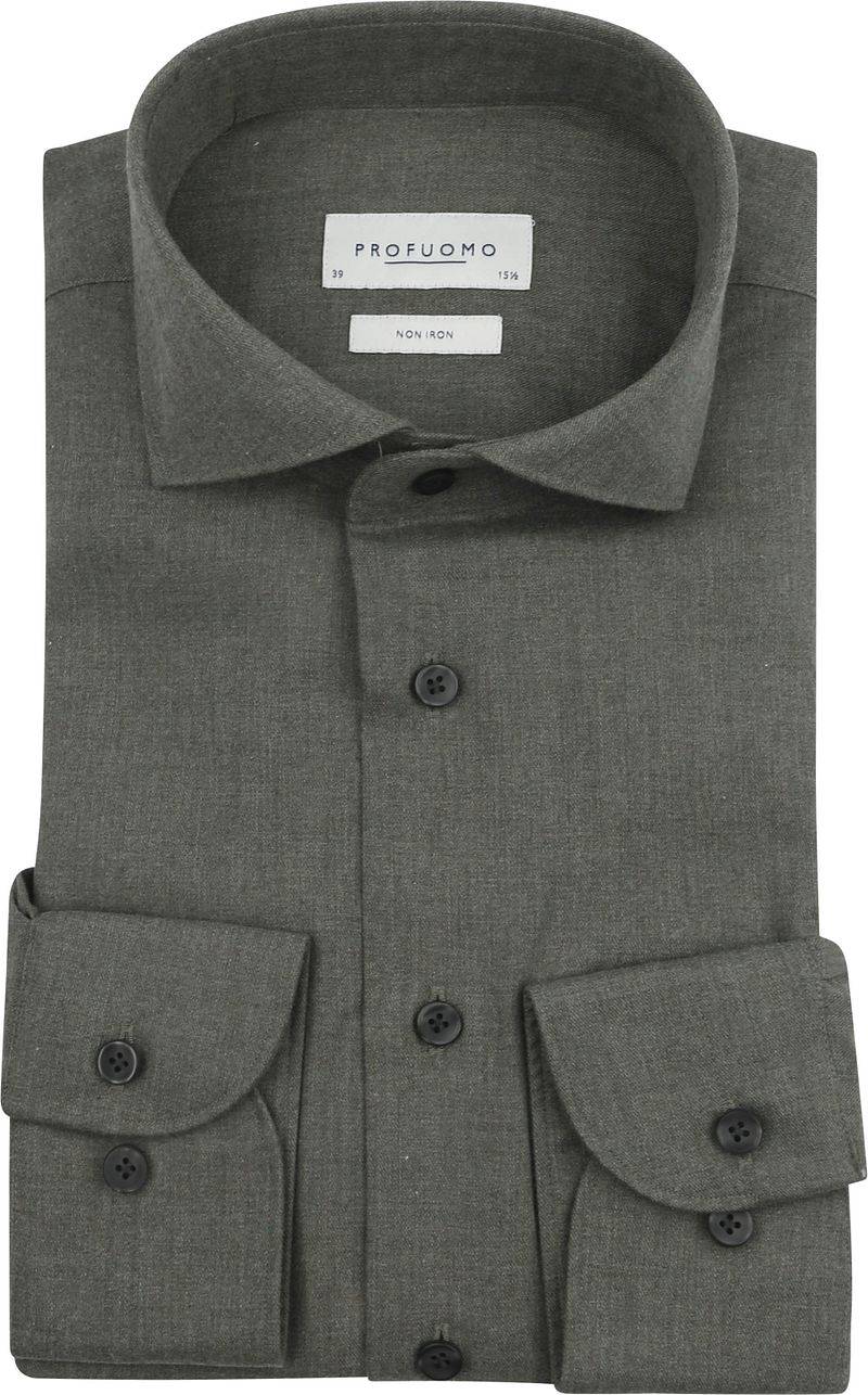 Profuomo Hemd Peached Twill Flanell Grün - Größe 38 von Profuomo