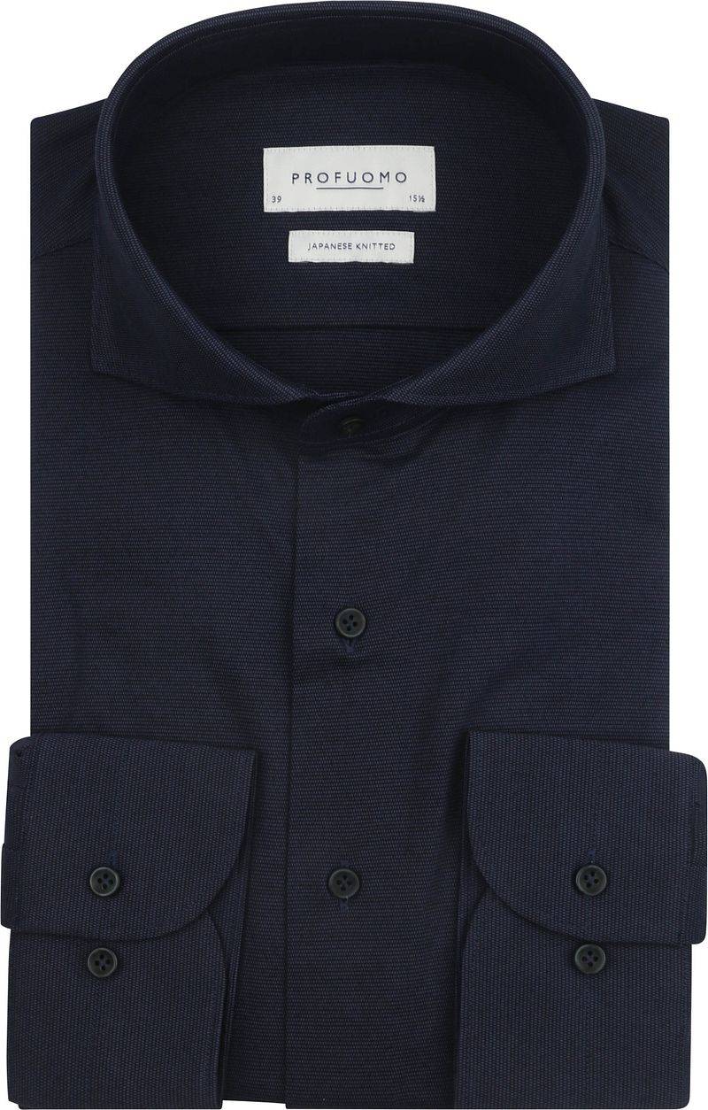 Profuomo Japanese Knitted Hemd Structure Navy - Größe 44 von Profuomo