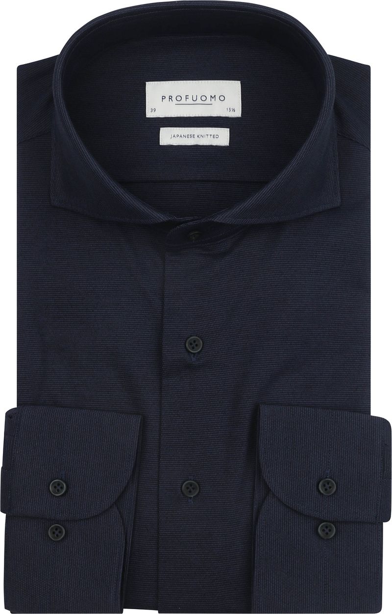 Profuomo Japanese Knitted Hemd Structure Navy - Größe 45 von Profuomo