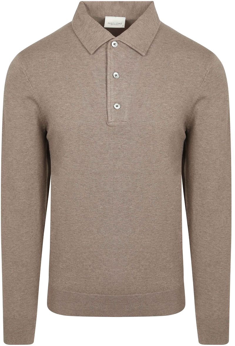 Profuomo Longsleeve Poloshirt Luxury Basic Taupe - Größe XL von Profuomo