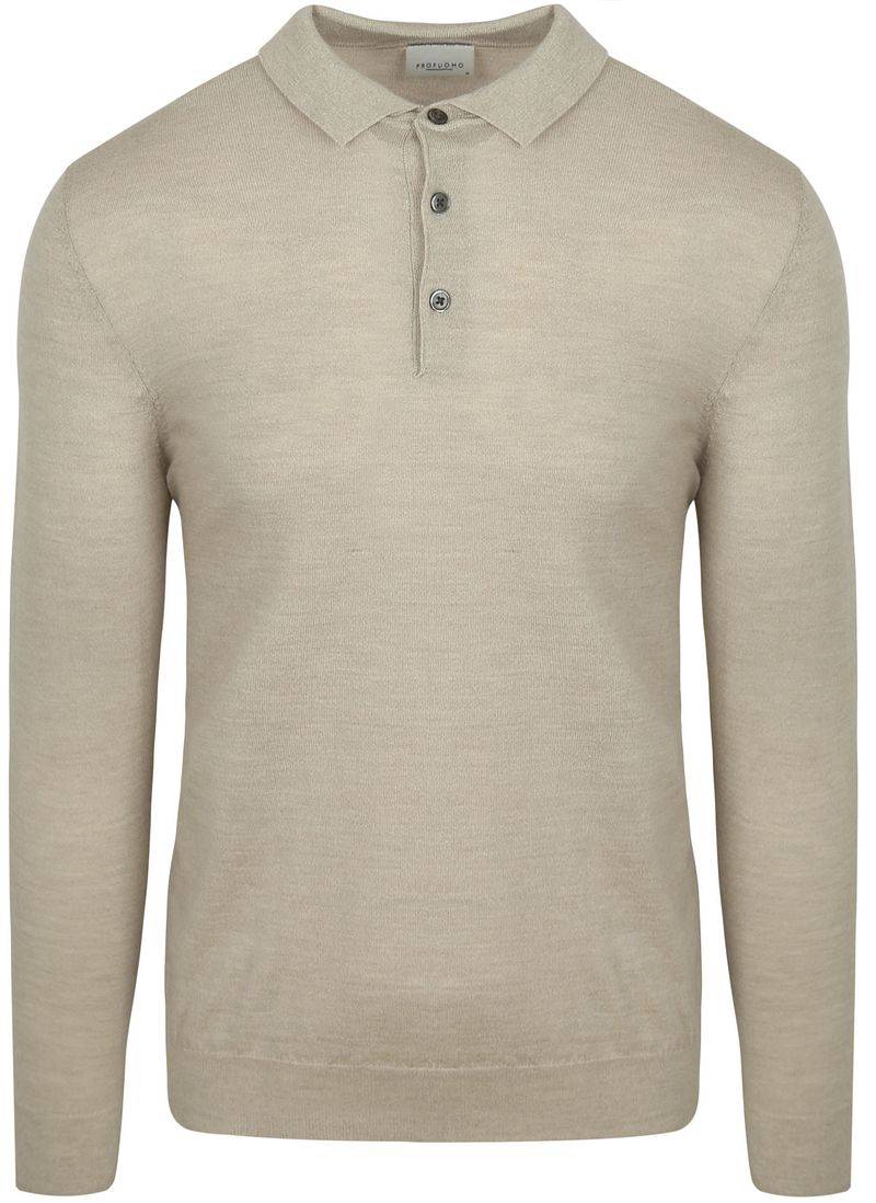 Profuomo Longsleeve Poloshirt Merinowolle Beige - Größe M von Profuomo