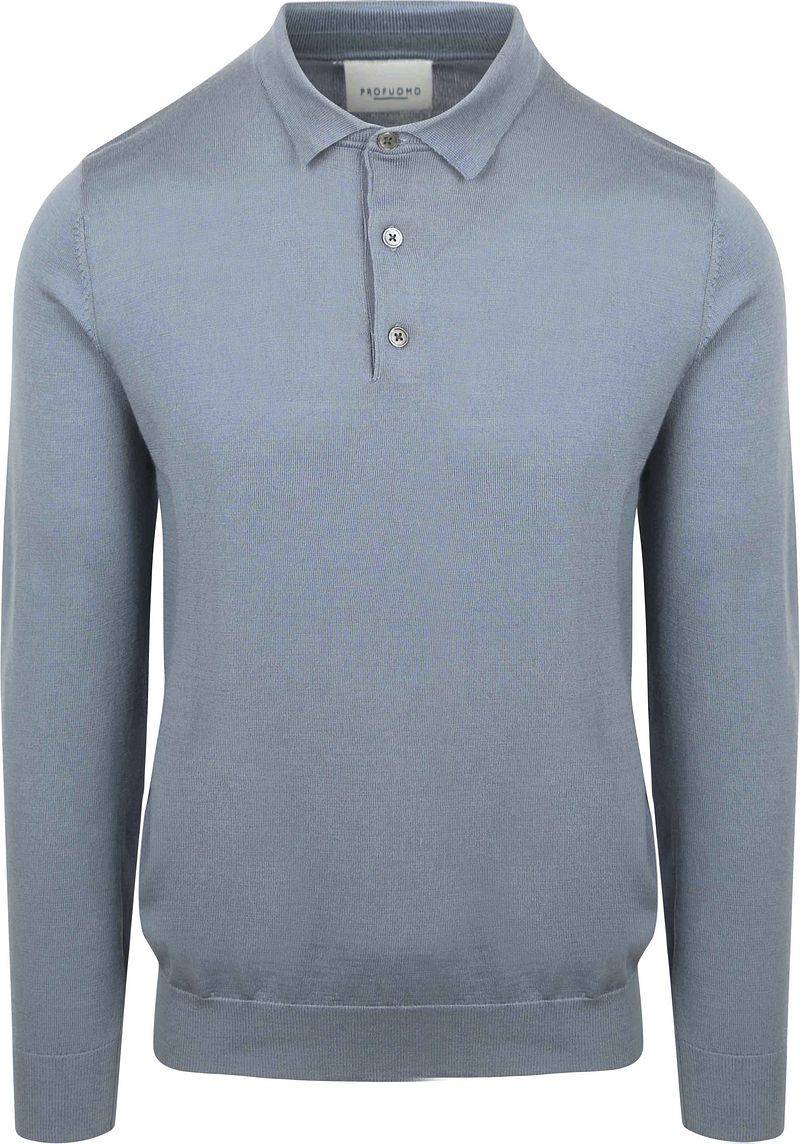 Profuomo Longsleeve Poloshirt Merinowolle Blau - Größe L von Profuomo