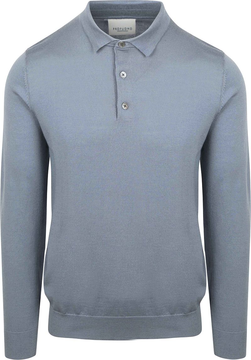 Profuomo Longsleeve Poloshirt Merinowolle Blau - Größe XXL von Profuomo