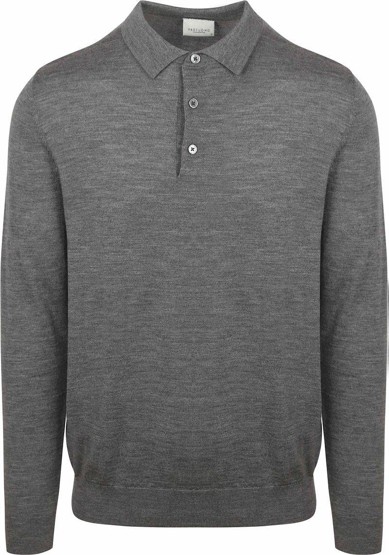 Profuomo Longsleeve Poloshirt Merinowolle Grau - Größe XL von Profuomo