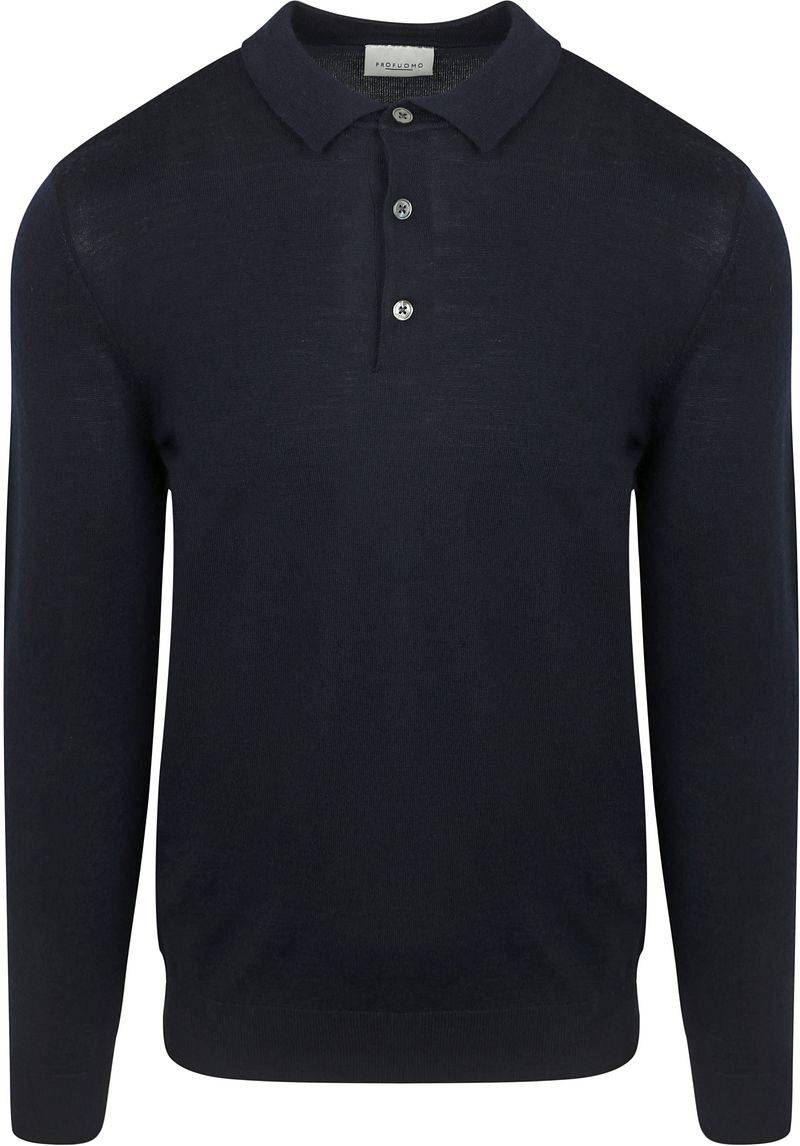 Profuomo Longsleeve Poloshirt Merinowolle Navy - Größe S von Profuomo