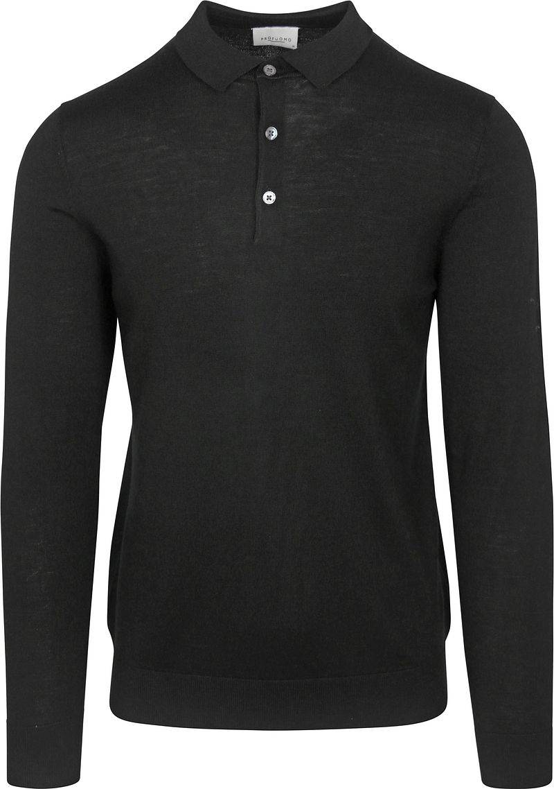 Profuomo Longsleeve Poloshirt Merinowolle Schwarz - Größe XXL von Profuomo