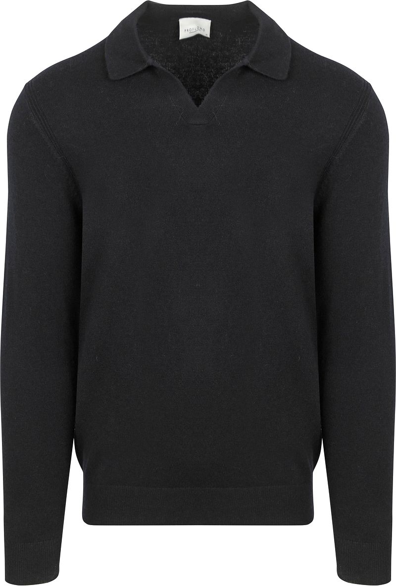 Profuomo Longsleeve Poloshirt Wool Blend Navy  - Größe L von Profuomo