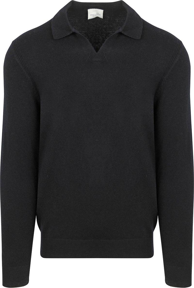 Profuomo Longsleeve Poloshirt Wool Blend Navy  - Größe M von Profuomo