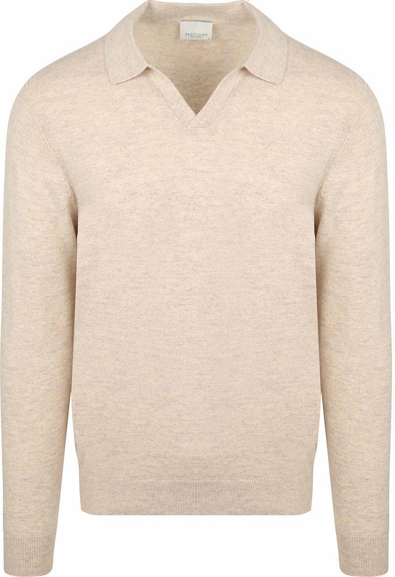 Profuomo Longsleeve Poloshirt Wool Blend Sand  - Größe L von Profuomo