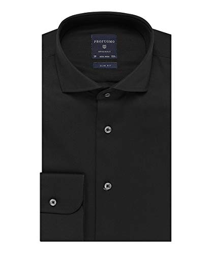 Profuomo Originale Slim fit Knitted Herren Business Hemd Langarm 38 Schwarz von Profuomo