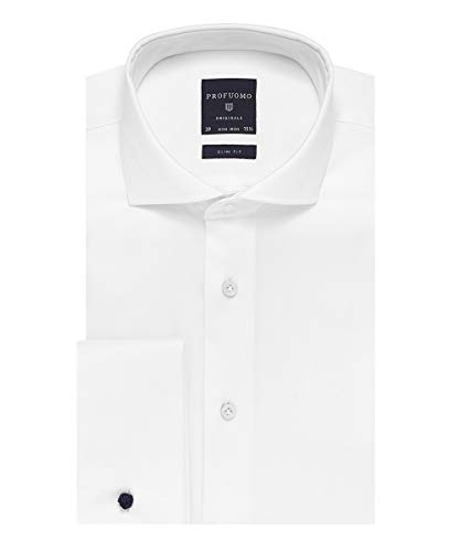 Profuomo Originale Slim fit Knitted Herren Business Hemd Langarm 39 Weiß von Profuomo