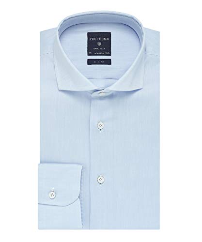 Profuomo Originale Slim fit Knitted Herren Business Hemd Langarm 42 Blau von Profuomo