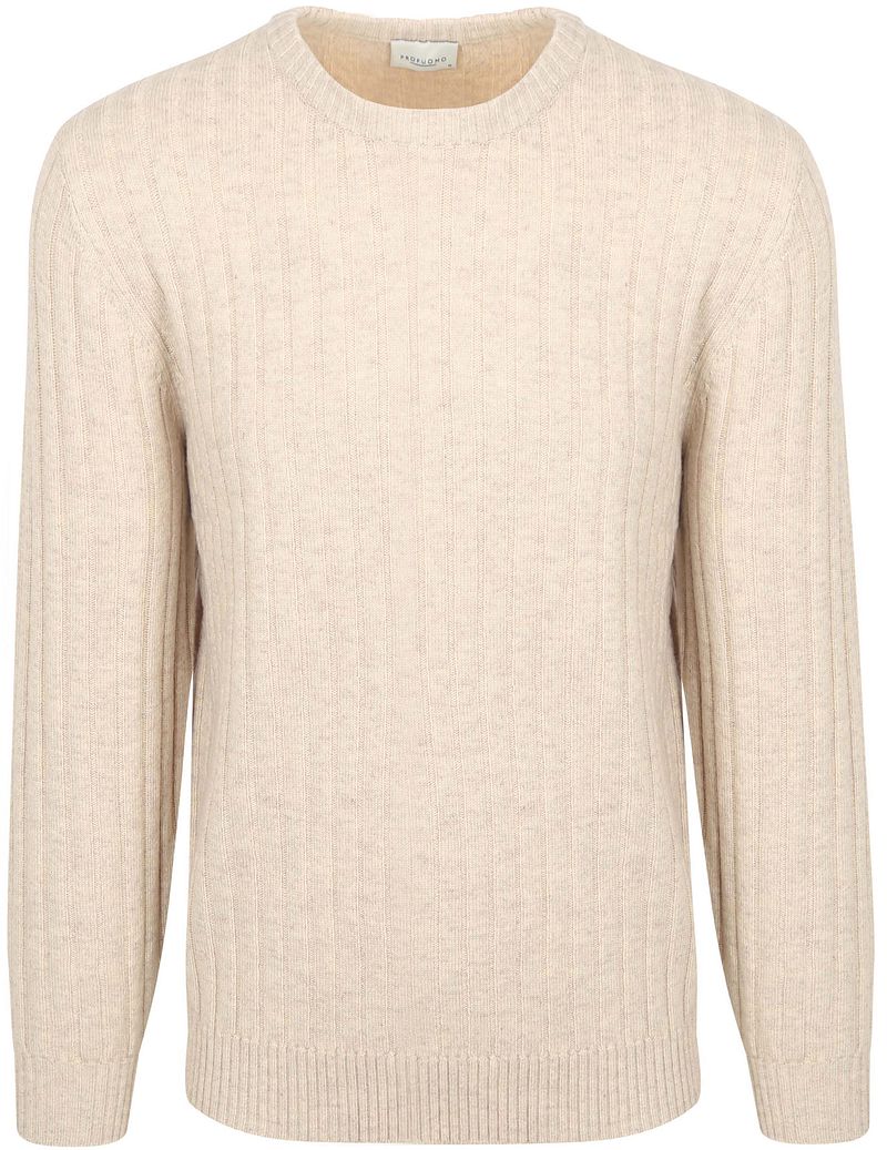 Profuomo Pullover Rib Wool Blend Sand - Größe S von Profuomo
