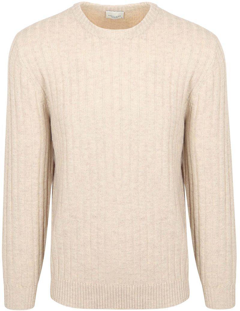 Profuomo Pullover Rib Wool Blend Sand - Größe XL von Profuomo