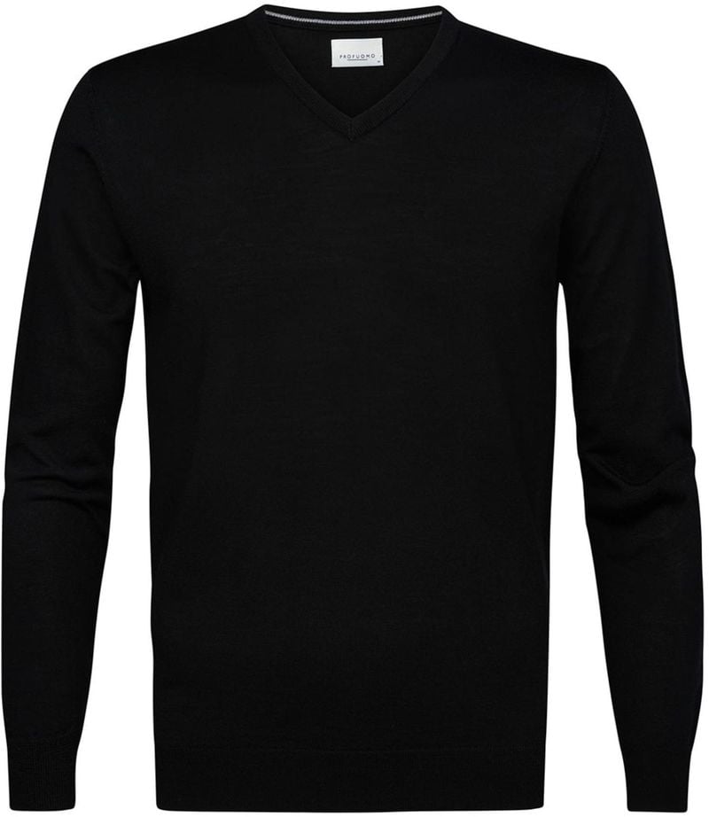 Profuomo Pullover V-Neck Merinowolle Schwarz - Größe M von Profuomo