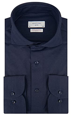 Profuomo Sky Blue Japanese Knitted Herren Business Hemd Langarm von Profuomo