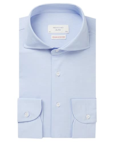 Profuomo Sky Blue Japanisch gestrickt Hemd kurze Ärmel von Profuomo