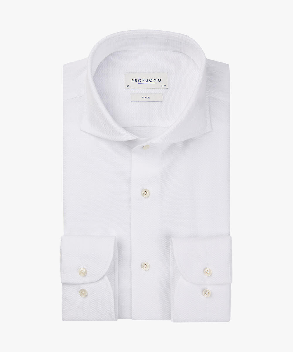 Profuomo - Weißes Dobby Reisehemd weiß - Gr. - 40 von Profuomo