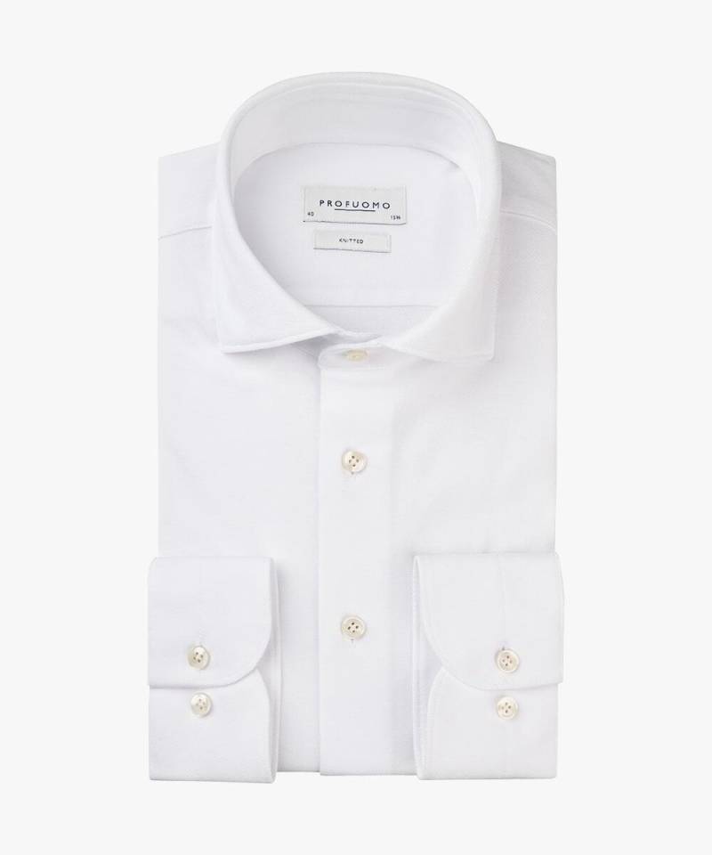 Profuomo - Weißes Knitted Piqué Hemd weiß - Gr. - 39 von Profuomo