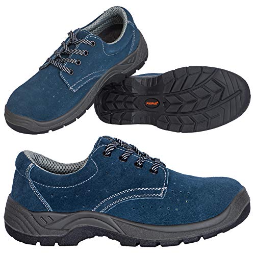 Profus Arbeitsschuhe Wildleder Blau Sicherheitsschuhe Schutzschuhe Sommer (Salus-S1) (45) von Profus
