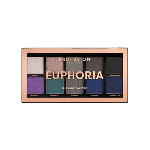 Profusion Cosmetics Euphoria Lidschatten-Palette mit 10 Farbtönen, entfesseln Sie Ihre Kreativität mit Multi-Finish-Farbtönen für glamouröse Looks von Tag zu Nacht, erhalten Sie atemberaubende von Profusion Cosmetics