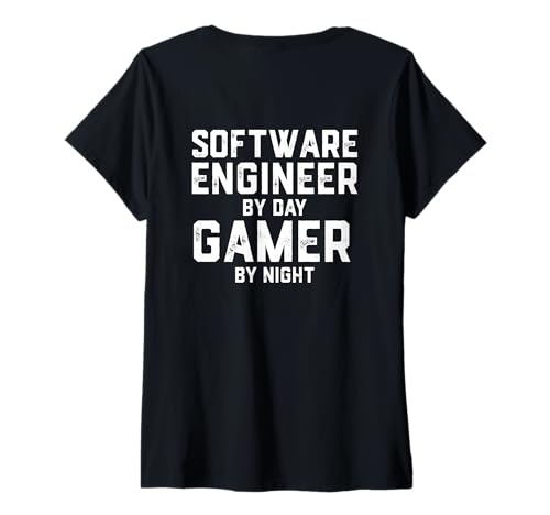 Damen Softwareentwickler Computeringenieur Lustiger Programmierer Gamer T-Shirt mit V-Ausschnitt von Programmer Gifts & Accessories