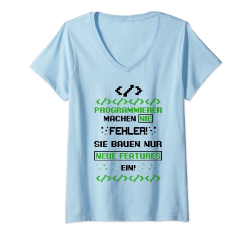 Damen Programmierer Computer Informatiker IT Entwickler Kodierer T-Shirt mit V-Ausschnitt von Programmierer Entwickler Informatiker Design