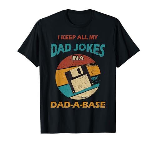 Herren Papa sprüche I keep all my dad jokes in A Database Vintage T-Shirt von Programmierer Papa Dad Nerd Geschenkideen