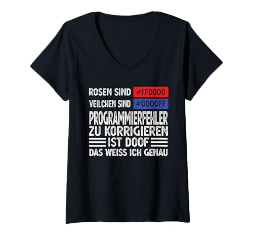 Damen rosen sind ffooo veilchen sind ooff Programmierfehler T-Shirt mit V-Ausschnitt Damen rosen sind ffooo veilchen sind ooff Programmierfehler T-Shirt mit V-Ausschnitt von Programmierer & Informatiker Geschenke
