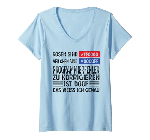 Damen rosen sind ffooo veilchen sind ooff Programmierfehler T-Shirt mit V-Ausschnitt Damen rosen sind ffooo veilchen sind ooff Programmierfehler T-Shirt mit V-Ausschnitt von Programmierer & Informatiker Geschenke