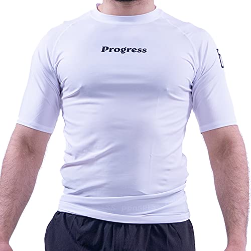 Progress Jiu Jitsu Academy Short SleeveRashguard | Flexibler und langlebiger BJJ Rashguard | Feuchtigkeitsableitendes Kompressionsoberteil für Damen und Herren | 80% Polyester/20% Elastan von Progress Jiu Jitsu