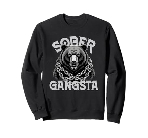 Niedlicher Bär Sober Gangsta Sobear Nüchternheit Mama AA Unterstützung Sweatshirt Niedlicher Bär Sober Gangsta Sobear Nüchternheit Mama AA Unterstützung Sweatshirt von Progress Not Perfection NA Community Anniversary