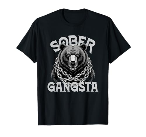 Niedlicher Bär Sober Gangsta Sobear Nüchternheit Mama AA Unterstützung T-Shirt von Progress Not Perfection NA Community Anniversary