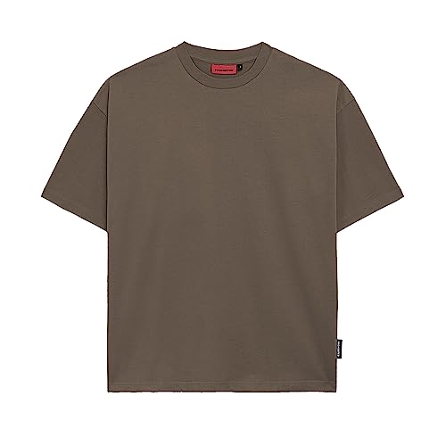 Prohibited Blanks | Einfarbiges Basic Oversize T-Shirt | Heavy Qualität mit 250 GSM Baumwolle | Rundhals-Ausschnitt, Boxy Fit (Mokka, XS) von Prohibited Blanks