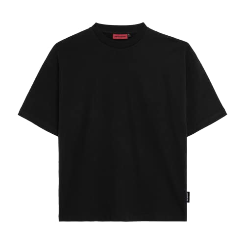 Prohibited Blanks | Einfarbiges Basic Oversize T-Shirt | Heavy Qualität mit 270 GSM Baumwolle | Rundhals-Ausschnitt, Boxy Fit (Black, XS) von Prohibited Blanks