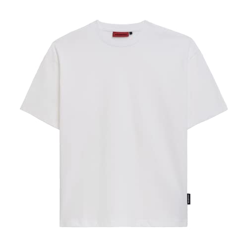 Prohibited Blanks | Einfarbiges Basic Oversize T-Shirt | Heavy Qualität mit 270 GSM Baumwolle | Rundhals-Ausschnitt, Boxy Fit (Off-White, M) von Prohibited Blanks