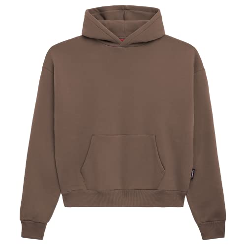 Prohibited Blanks einfarbiger Basic Oversized Hoodie | Premium Herren & Damen Kapuzenpullover (Unisex) | Schwerer Stoff mit 360 GSM | Made in Turkey (Coffee L) von Prohibited Blanks