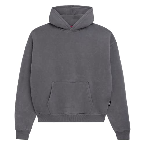 Prohibited Blanks einfarbiger Basic Oversized Hoodie | Premium Herren & Damen Kapuzenpullover (Unisex) | Schwerer Stoff mit 360 GSM | Made in Turkey (Grey L) von Prohibited Blanks