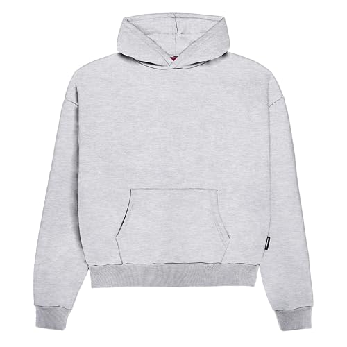 Prohibited Blanks einfarbiger Basic Oversized Hoodie | Premium Herren & Damen Kapuzenpullover (Unisex) | Schwerer Stoff mit 360 GSM | Made in Turkey (Grey Melange L) von Prohibited Blanks