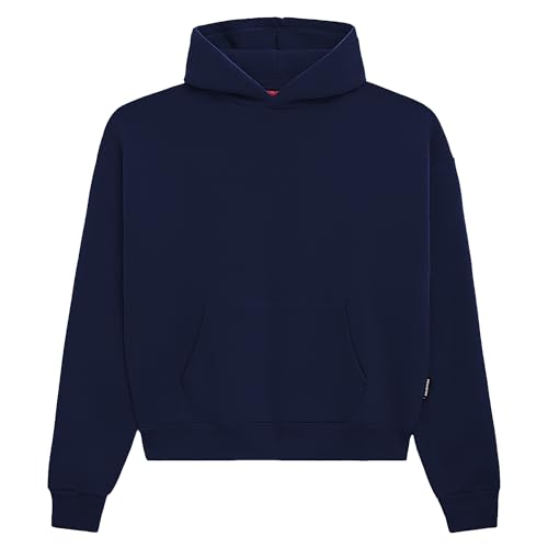 Prohibited Blanks einfarbiger Basic Oversized Hoodie | Premium Herren & Damen Kapuzenpullover (Unisex) | Schwerer Stoff mit 360 GSM | Made in Turkey (Navy L) von Prohibited Blanks