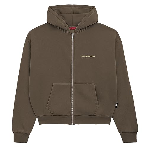 Prohibited einfarbiger Basic Oversized Zip-Hoodie | Premium Herren & Damen Sweat-Jacke (Unisex) | Schwerer Stoff mit 360 GSM (10119 Mokka L) von Prohibited Blanks