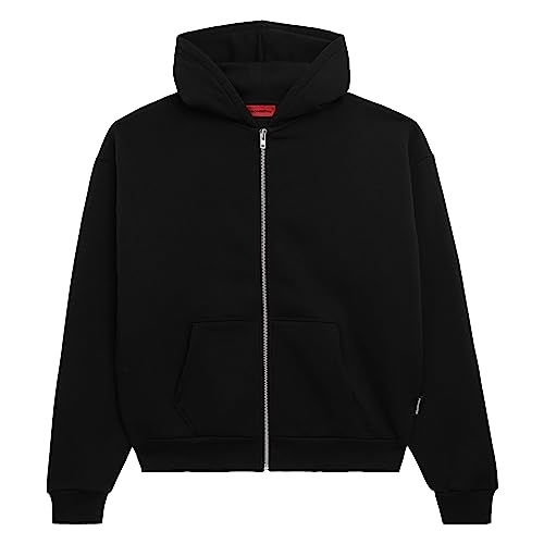 Prohibited einfarbiger Basic Oversized Zip-Hoodie | Premium Herren & Damen Sweat-Jacke (Unisex) | Schwerer Stoff mit 360 GSM (Black L) von Prohibited Blanks