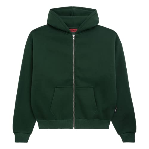 Prohibited einfarbiger Basic Oversized Zip-Hoodie | Premium Herren & Damen Sweat-Jacke (Unisex) | Schwerer Stoff mit 360 GSM (British Racing Green L) von Prohibited Blanks