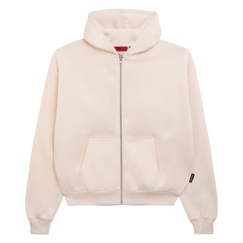 Prohibited einfarbiger Basic Oversized Zip-Hoodie | Premium Herren & Damen Sweat-Jacke (Unisex) | Schwerer Stoff mit 360 GSM (Cream L) von Prohibited Blanks