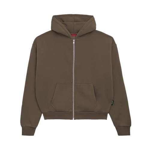 Prohibited einfarbiger Basic Oversized Zip-Hoodie | Premium Herren & Damen Sweat-Jacke (Unisex) | Schwerer Stoff mit 360 GSM (Mokka L) von Prohibited Blanks