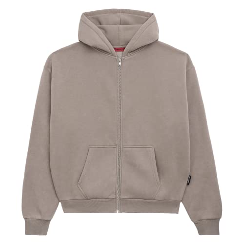 Prohibited einfarbiger Basic Oversized Zip-Hoodie | Premium Herren & Damen Sweat-Jacke (Unisex) | Schwerer Stoff mit 360 GSM (Sand L) von Prohibited Blanks