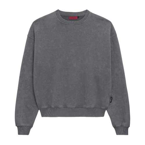 Prohibited einfarbiges Basic Oversized Crew-Neck | Premium Herren & Damen Sweatshirt (Unisex) | Schwerer Stoff mit 360 GSM (Grey (SW), L) von Prohibited Blanks