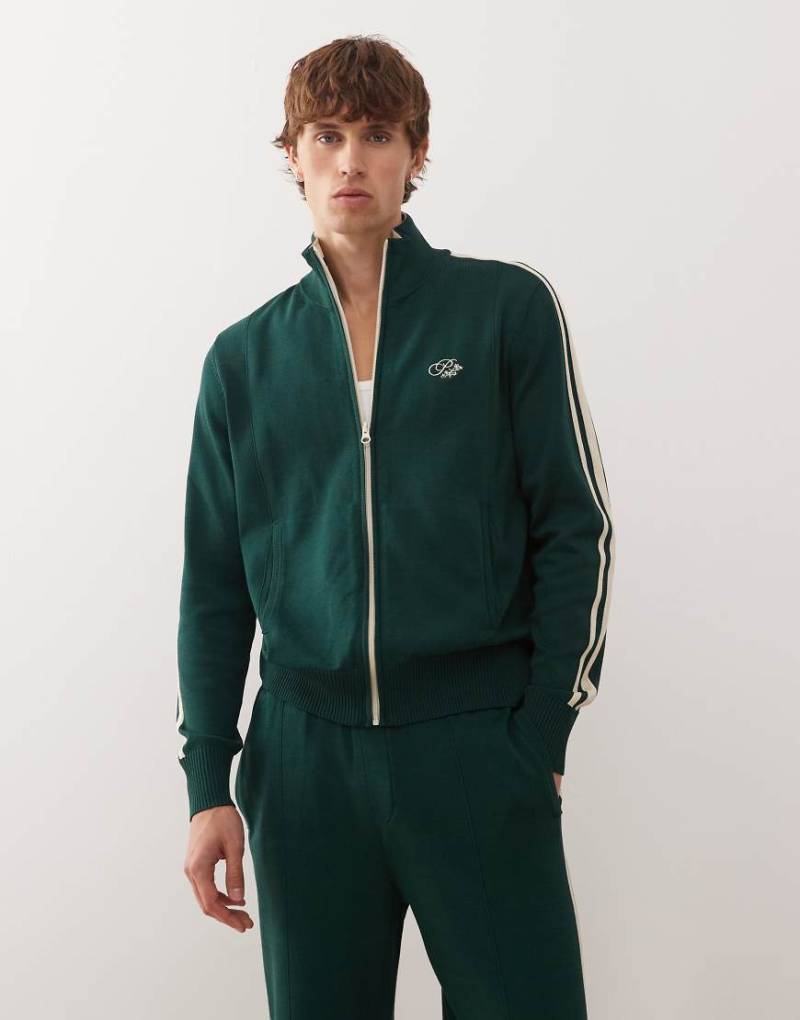 Prohibited - Gerade geschnittene Trainingsjacke aus Strick in Grün mit Logo, Kombiteil von Prohibited
