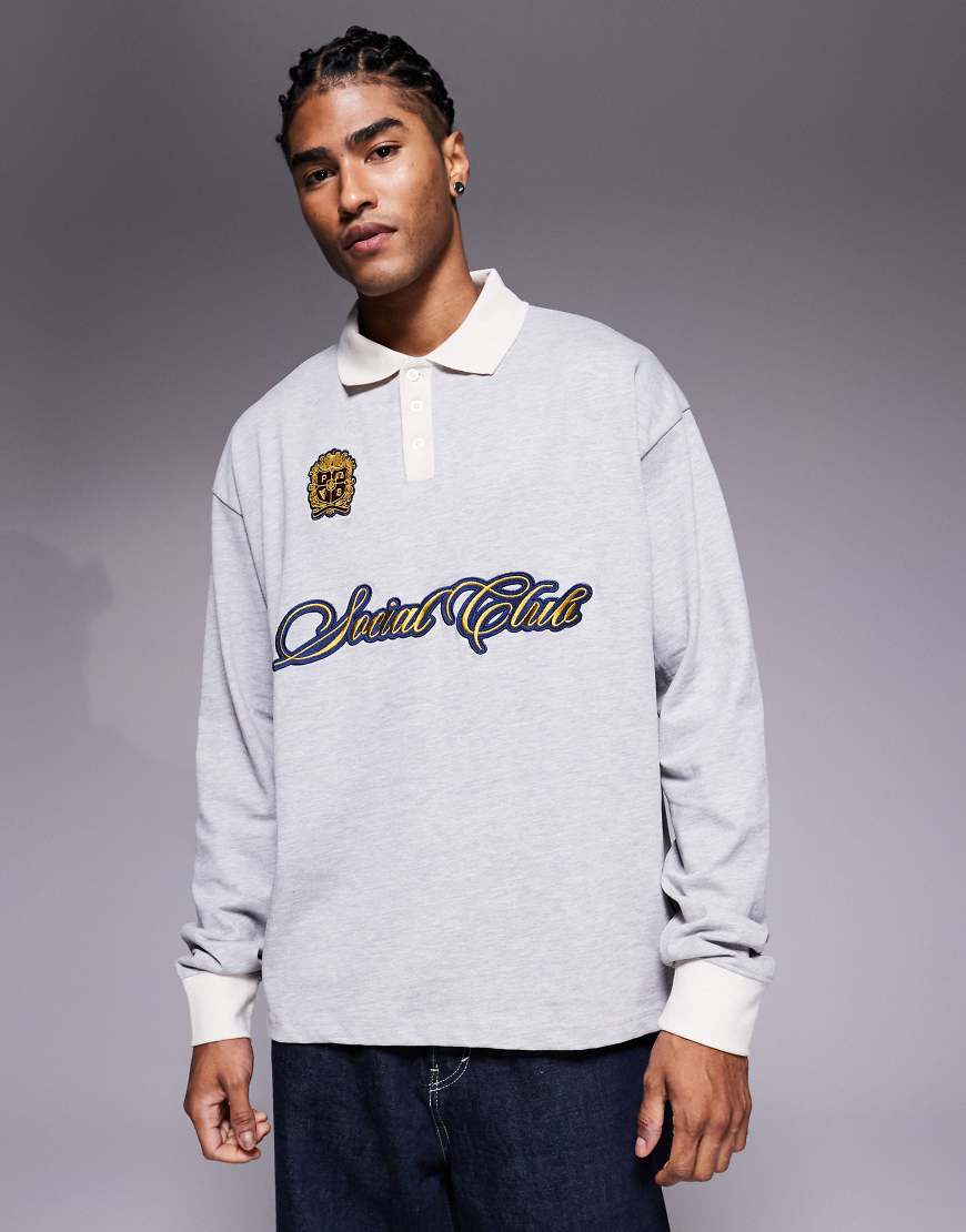 Prohibited - Gestricktes Polohemd mit Logo in Grau von Prohibited