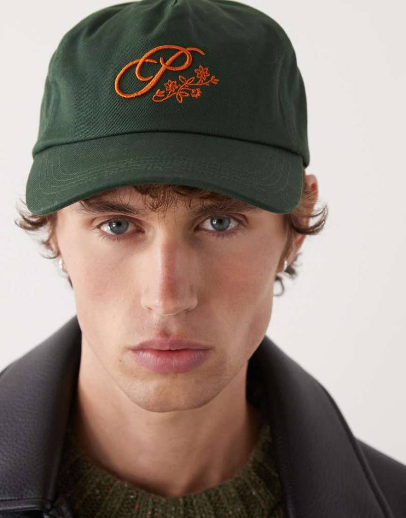 Prohibited - Kappe in Grün mit 5 Bahnen und Blüten-Logo von Prohibited